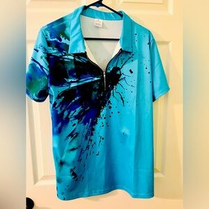 Blue Abstract Polo Shirt